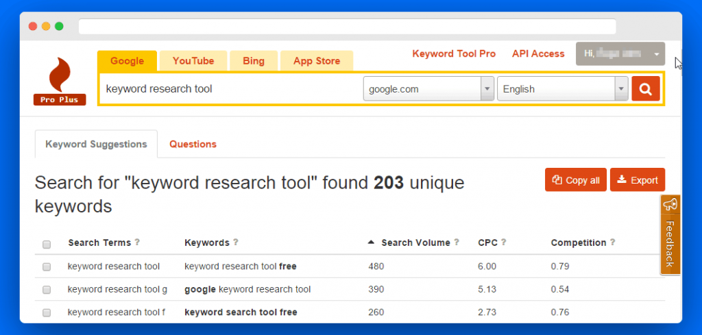 Chrome Extension for keyword research tools.