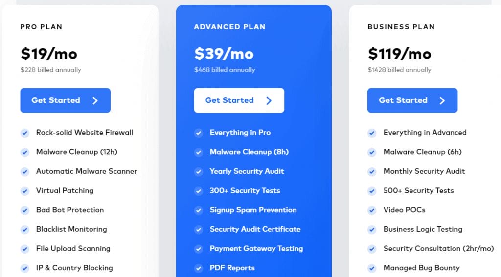 Astra web security plans