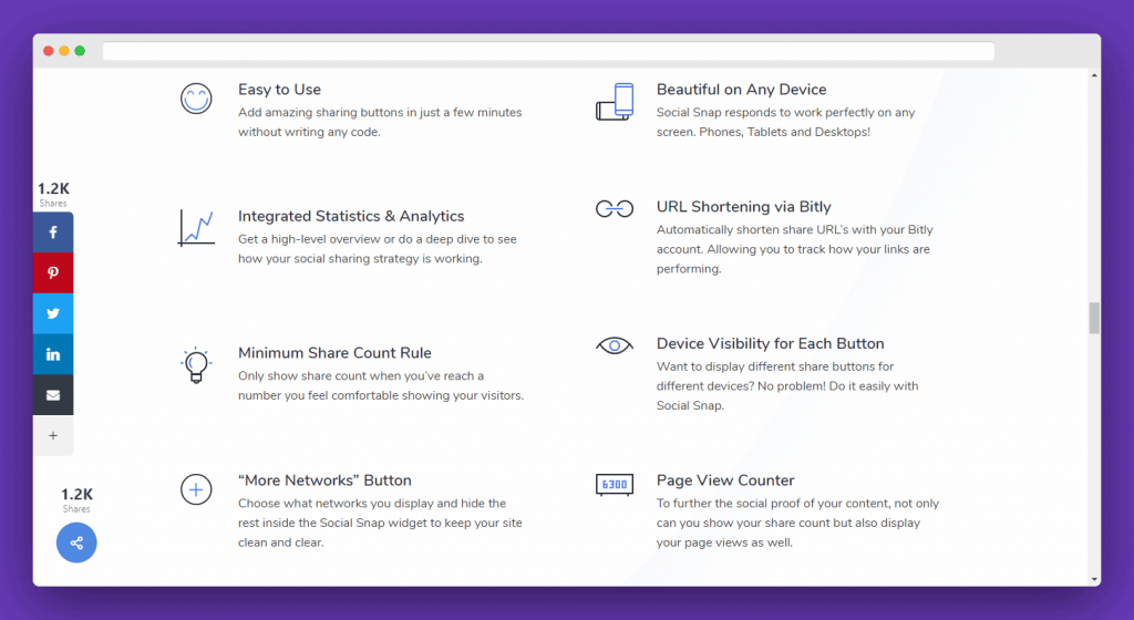 social snap social sharing plugins features