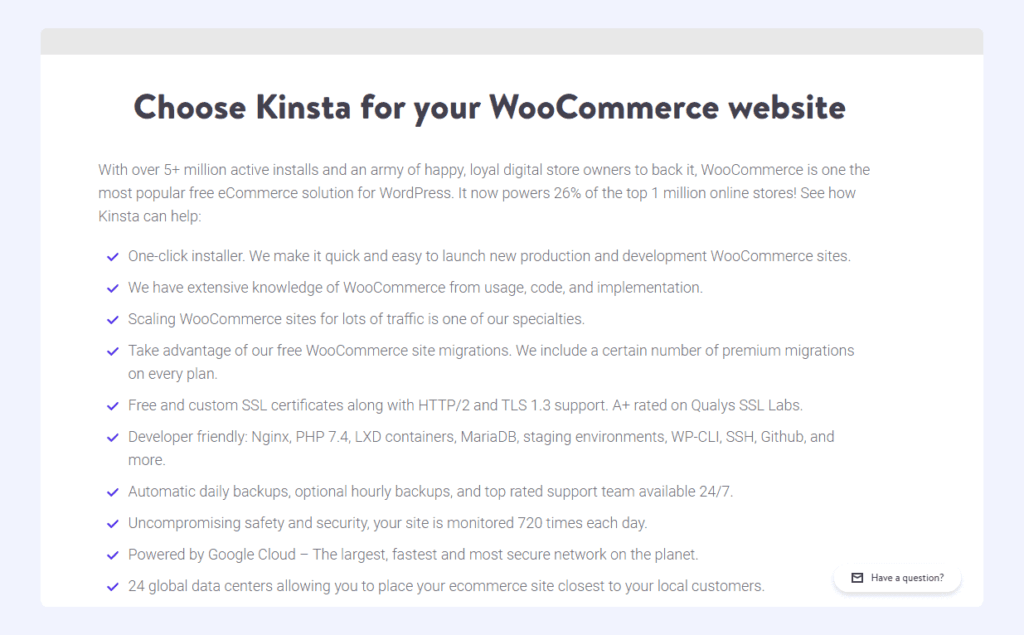 Kinsta features