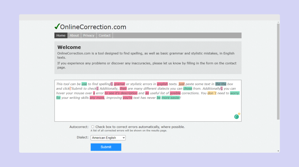 Online correction tools 