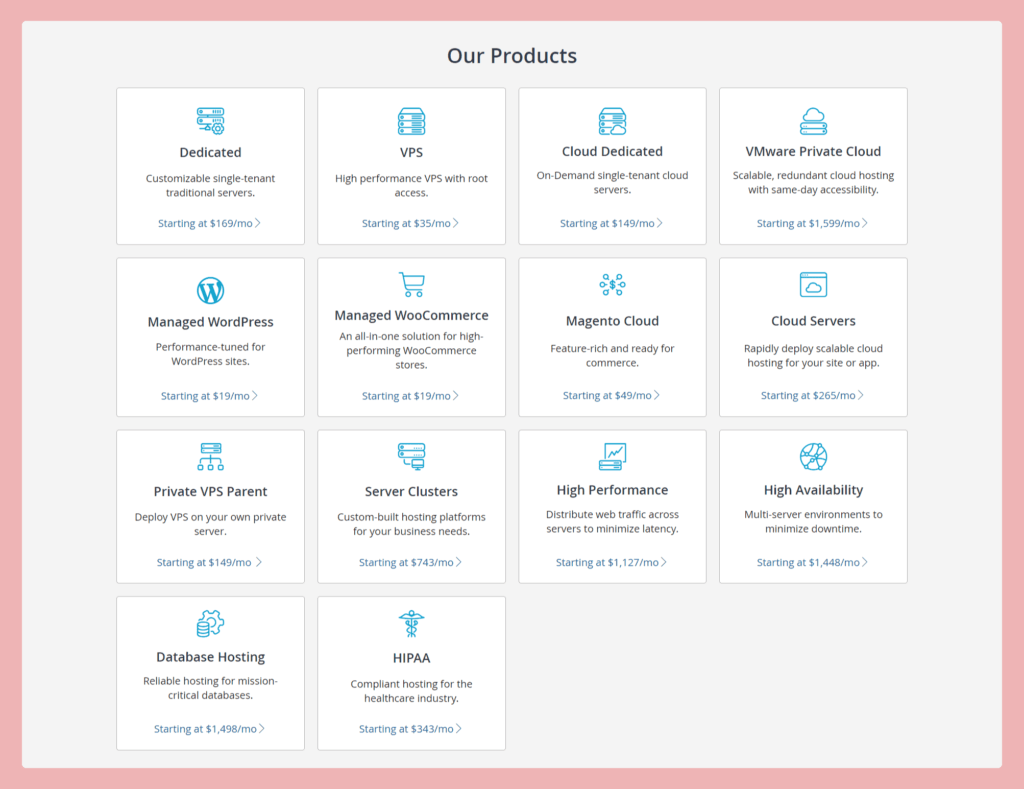 Liquid's web hosting plans designer