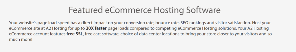 A2 hosting ecommerce features