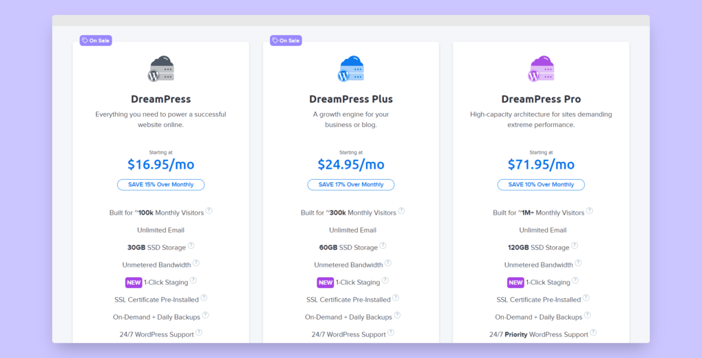 Dreamhost managed wordpress plans