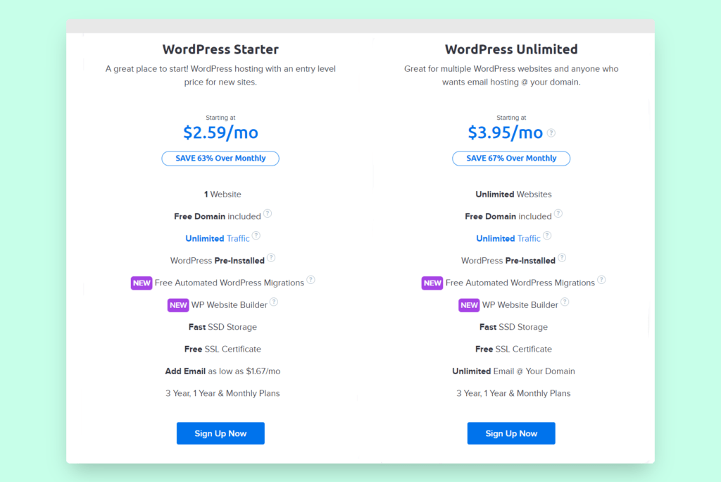 dreamhost wordpress plans