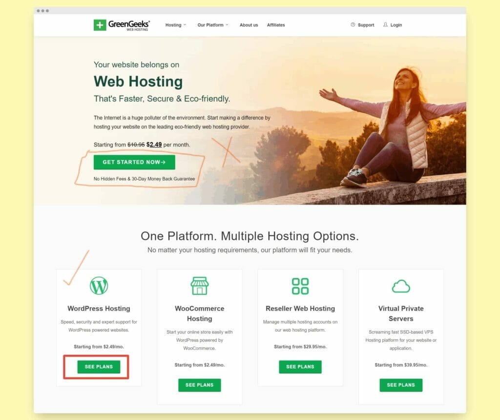 Greengeeks landing page