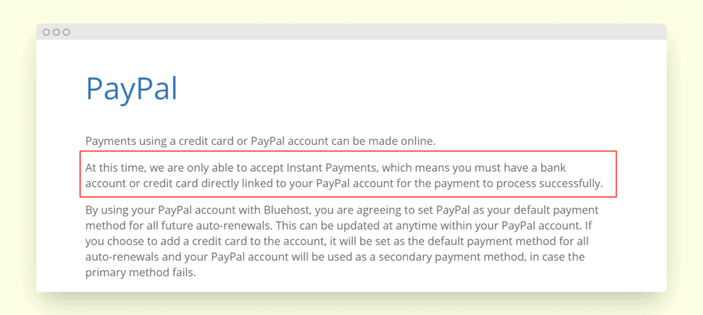 bluehost paypal information