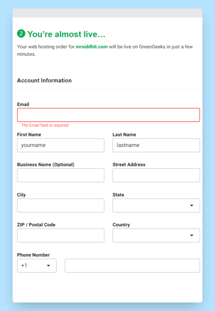GreenGeeks Coupon Code - Save 70% OFF 8 greengeeks account fill