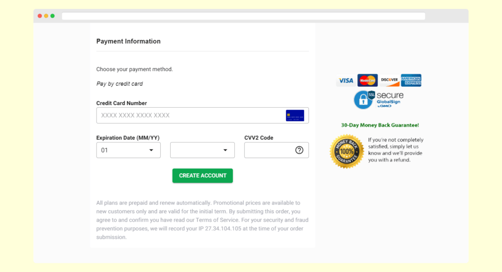 greengeeks payment details