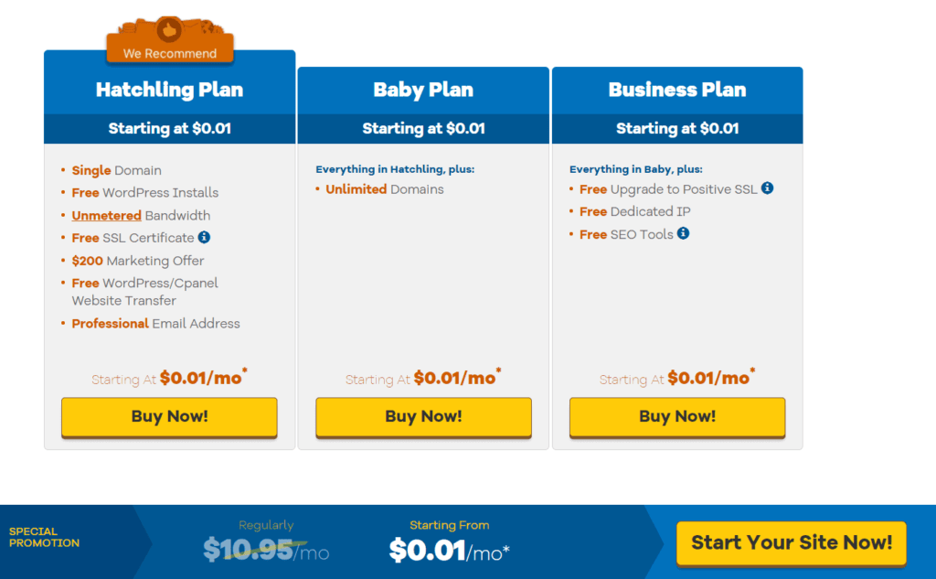 hostgator penny plans pricing