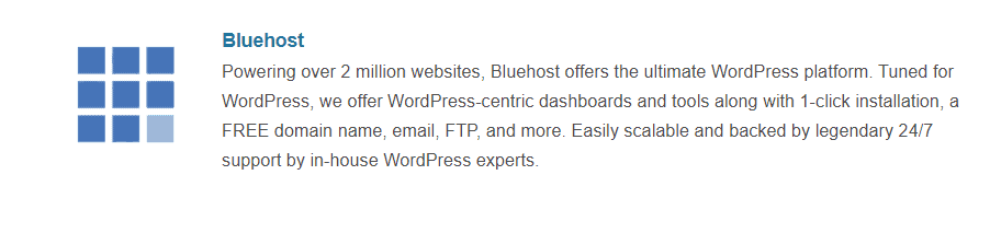 Bluehost WordPress eig host