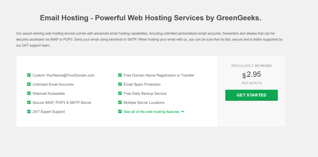 Greengeeks email hosting