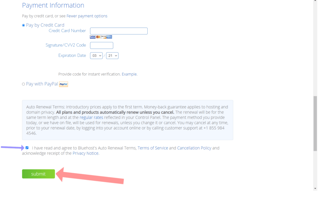 bluehost checkout