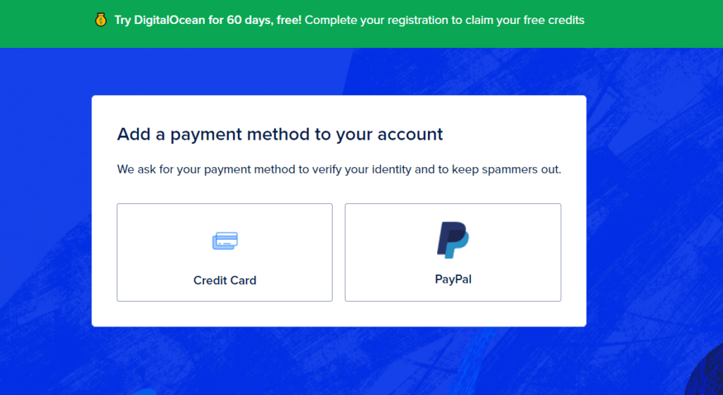 Digital ocean payment mode