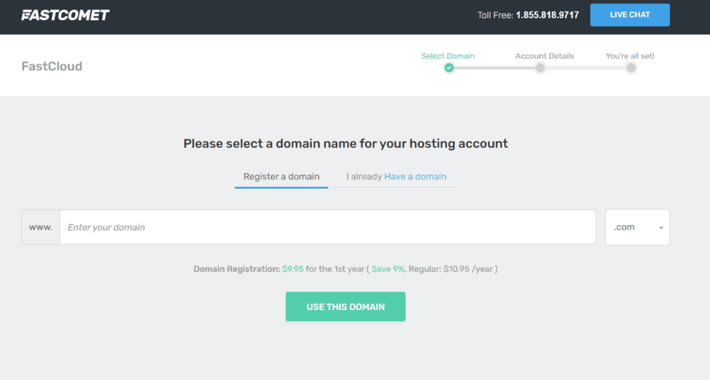 fastcomet domain register 