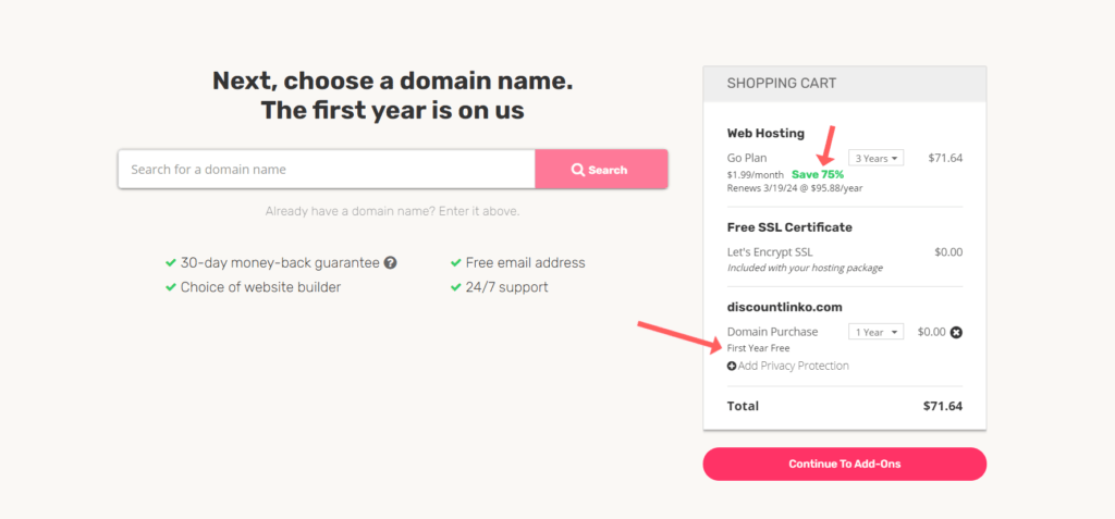 iPage free domain name buying guide