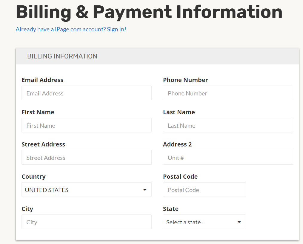 ipage hosting billing 
