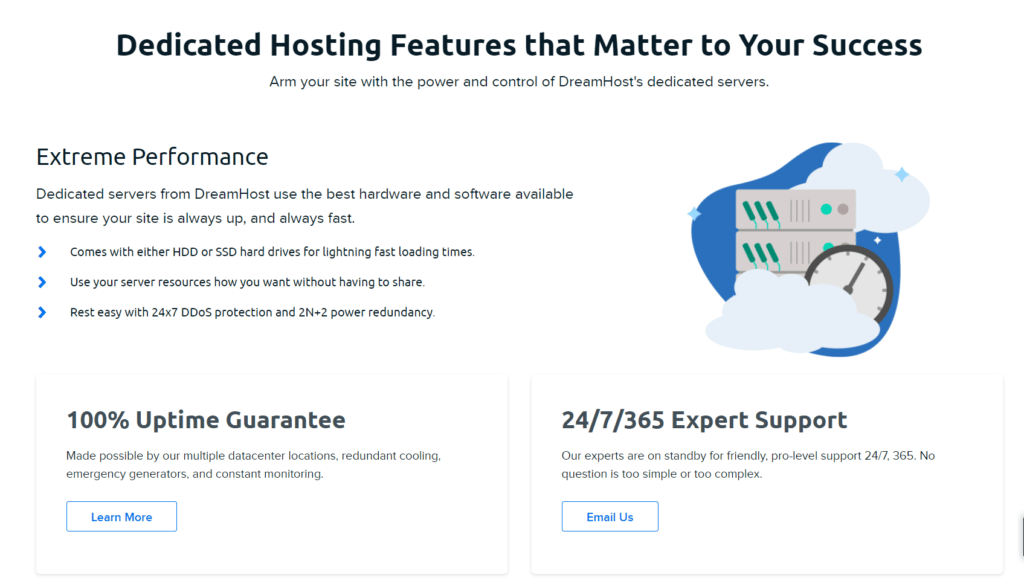 dreamhost dedicated hosting features