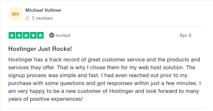 real customers reviews from hostinger web hosting