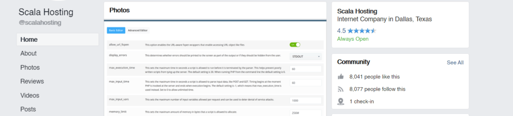 scala hosting facebook review