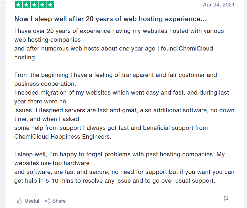 Chemicloud customer review
