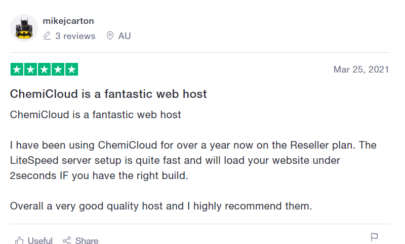 Chemicloud customer review 