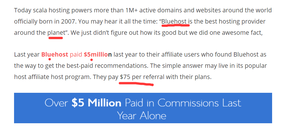 bluehost paid commisson last year 