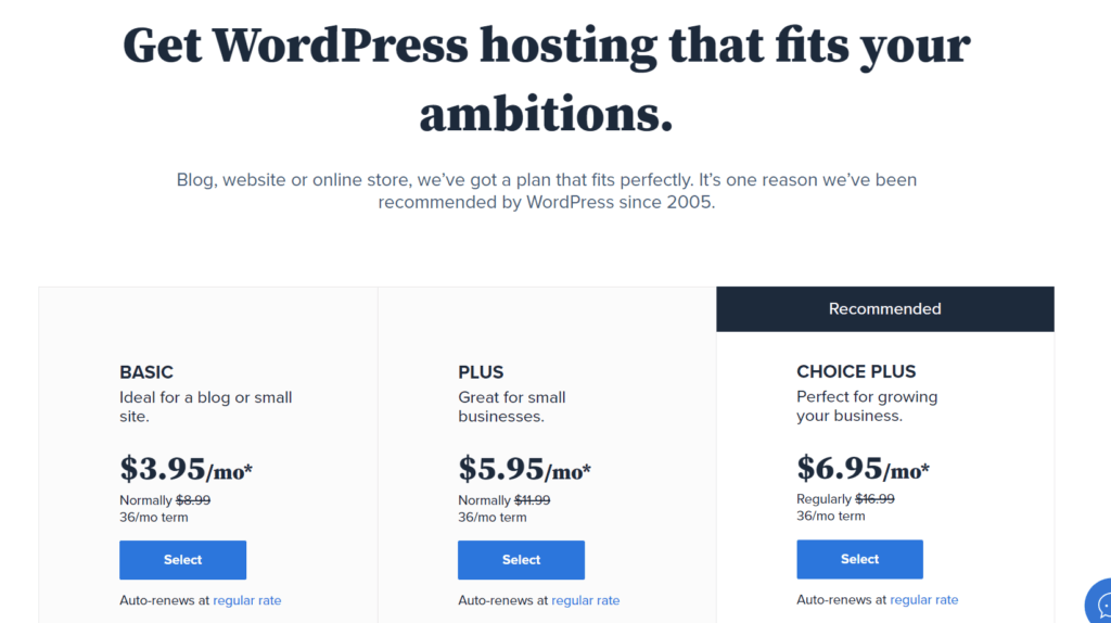 bluehost shared wordpress