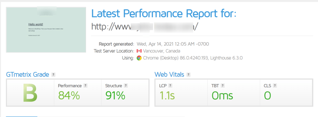 Chemicloud website speed testing gt metrix