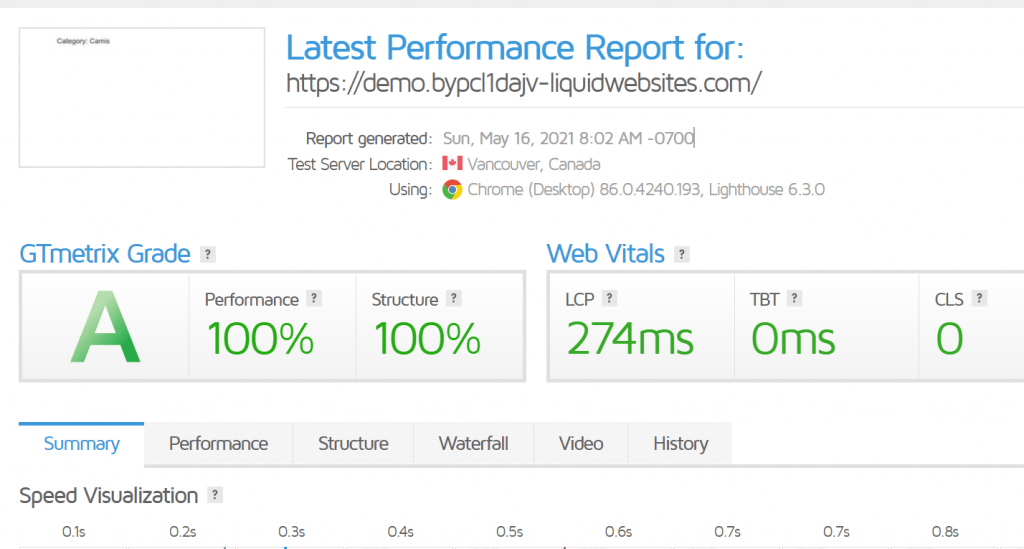 Liduid web performance time