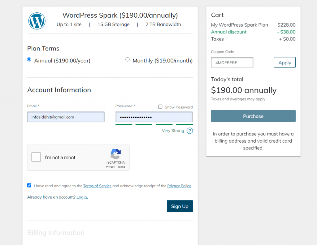 Nexcess checkout process