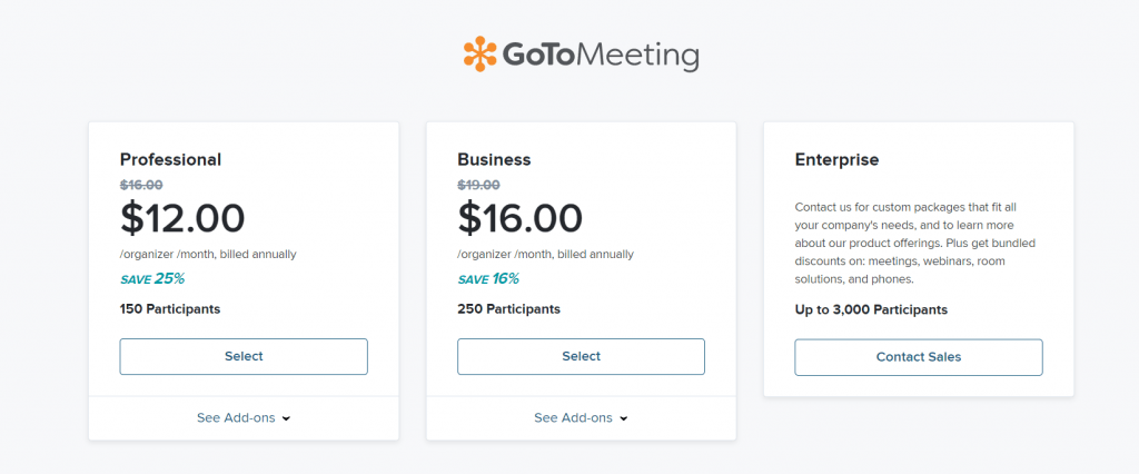 GoToMeeting Pricing Plans
