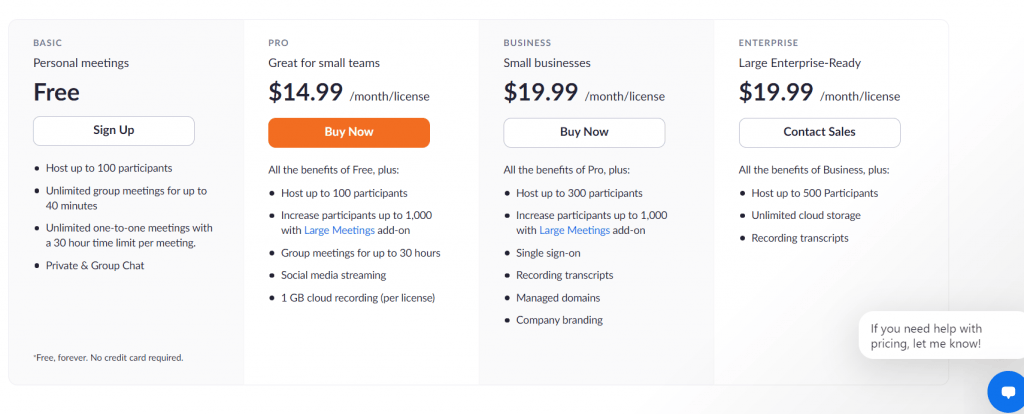 Zoom Pricing Plans