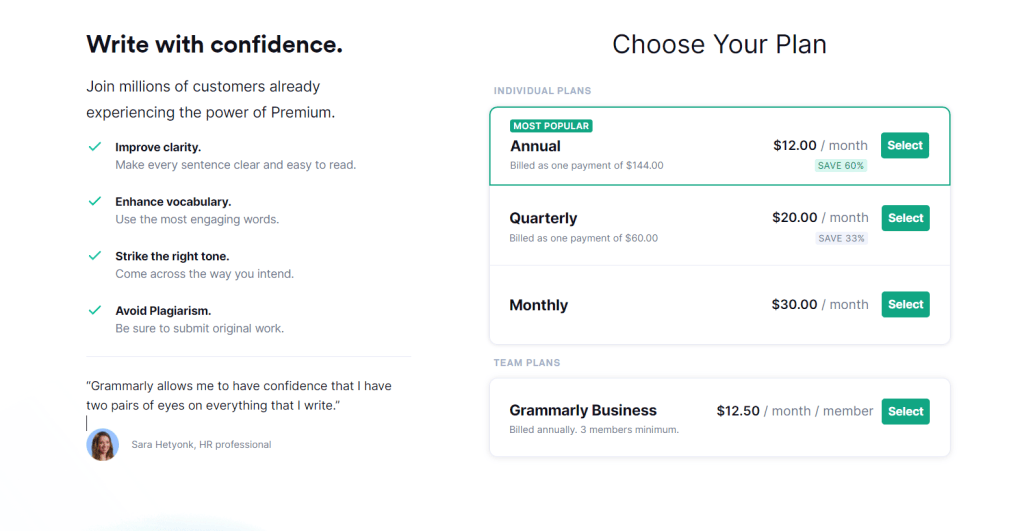 Grammarly black Friday pricing