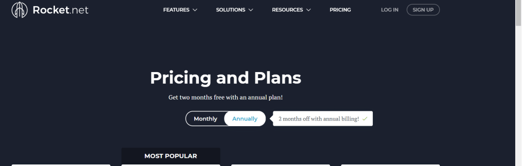 rocket.net two months free annual plans 