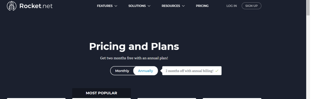 rocket.net two months free annual plans