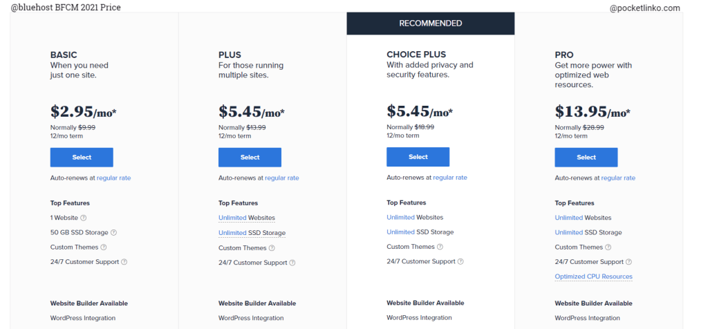 Bluehost black friday sale 2021 pricing
