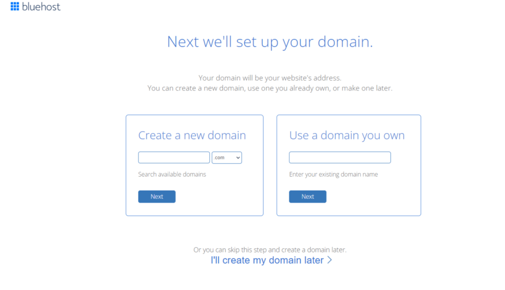 Bluehost free domain name