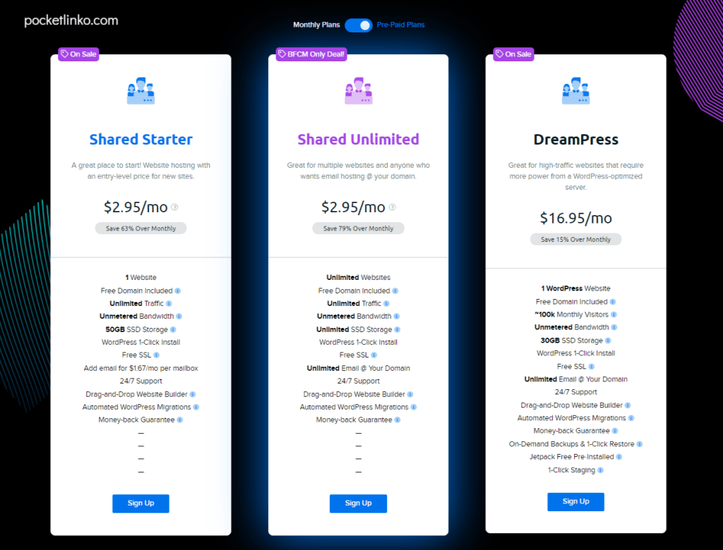 DreamHost Black Friday Pricing