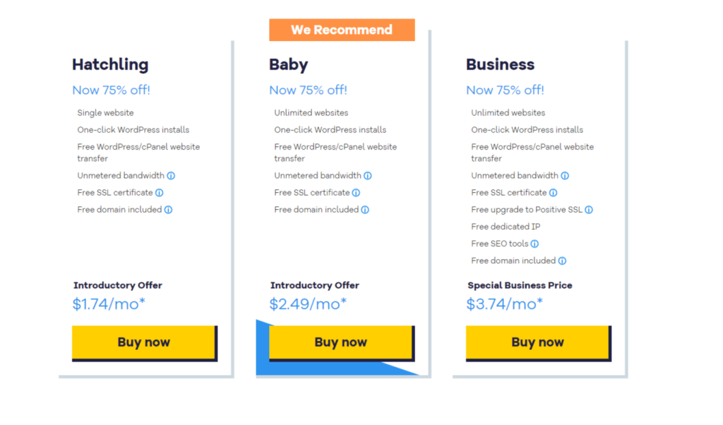 HostGator Black friday 2021 pricing plans