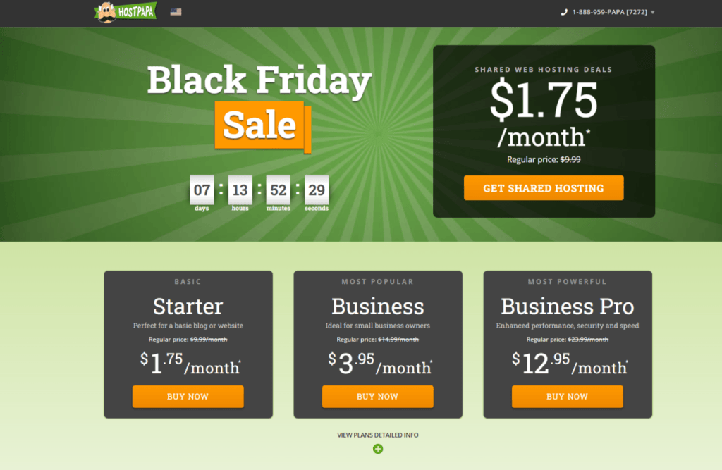 HostPapa black friday pricing