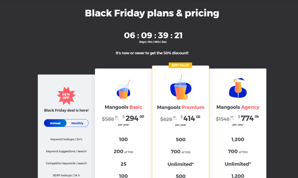 Mangools black friday deals pricing