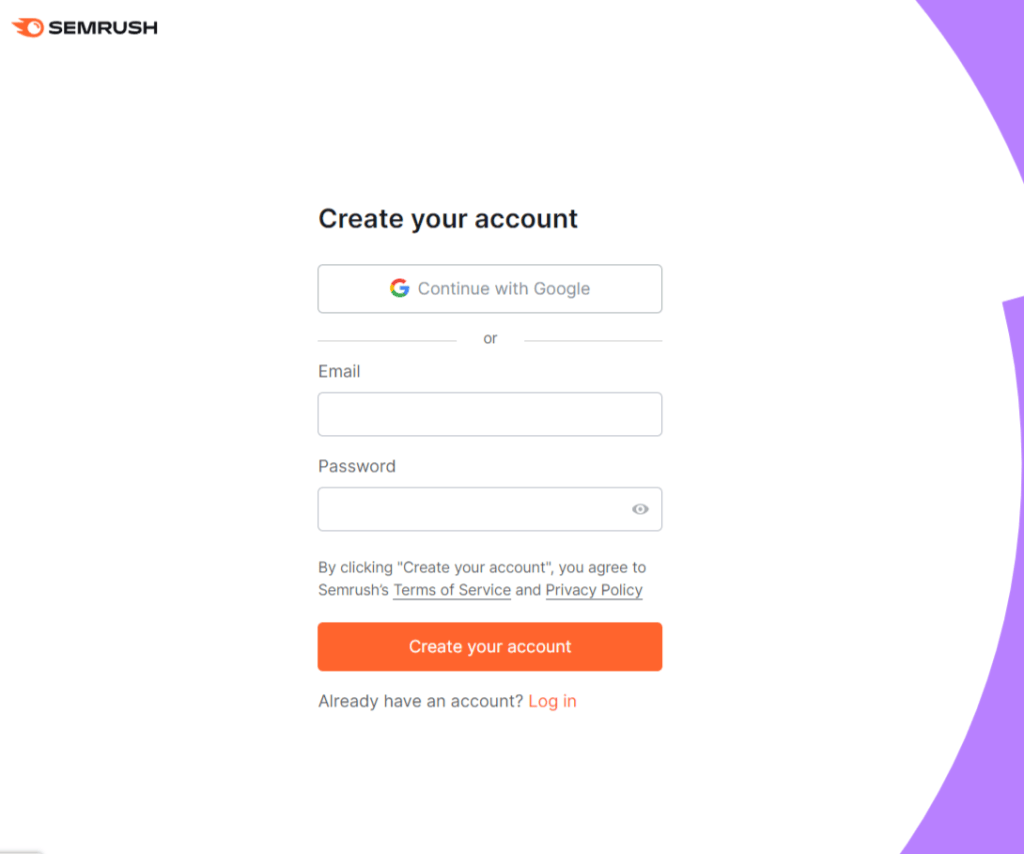 Semrush Create Account
