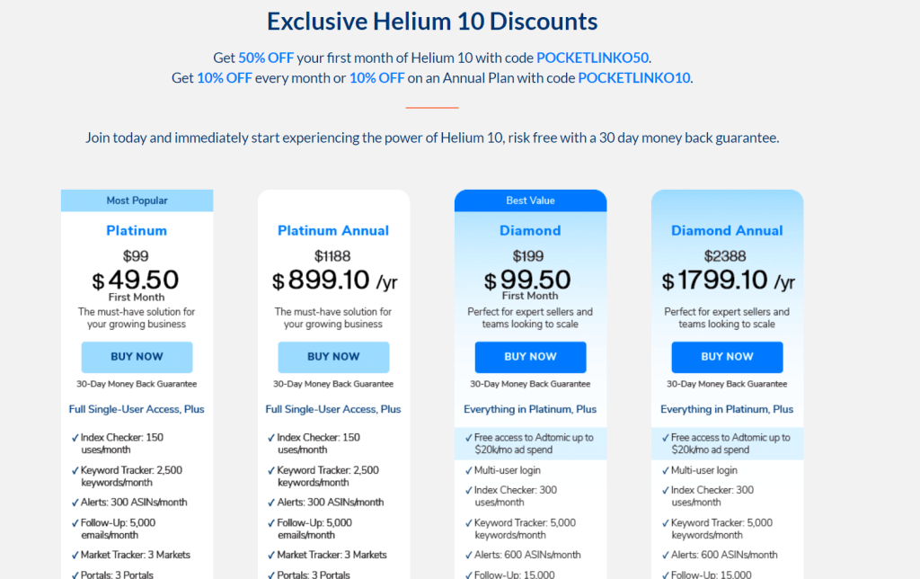 helium 10 black friday pricing plans latest