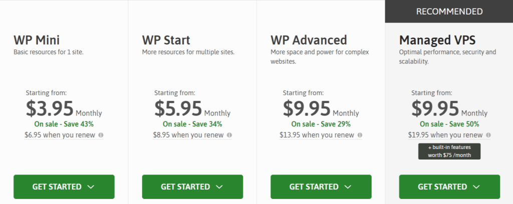 Scala Hosting WordPress Pricing Plan