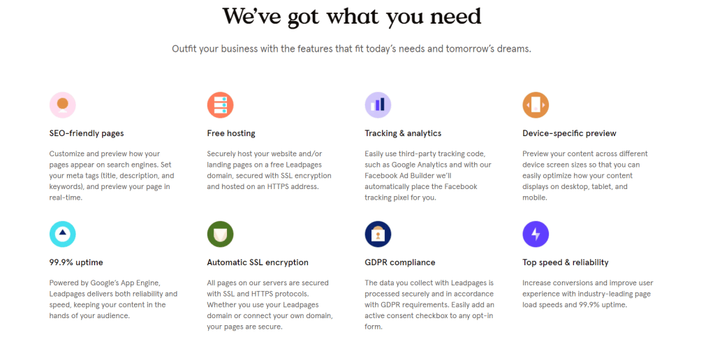 Leadpages features