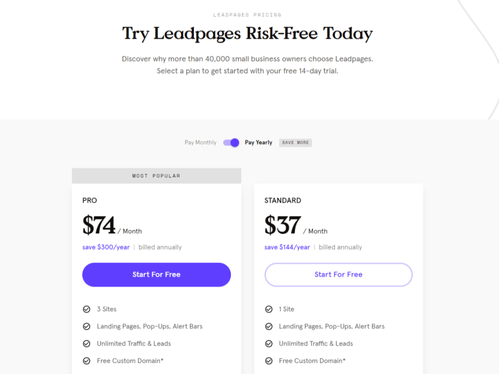 Leadpages pricing 