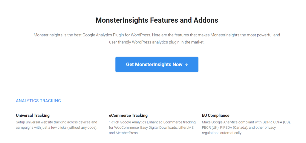 Monsterinsights features 