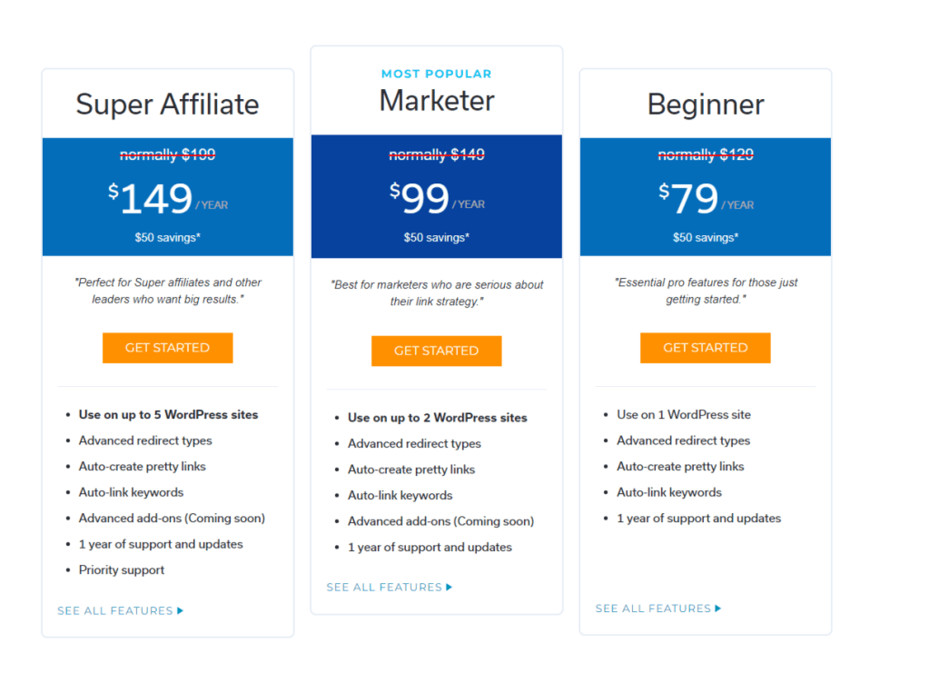 PrettyLinks Pro Pricing