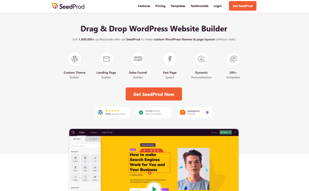 Seedprod landing wordpress page builder